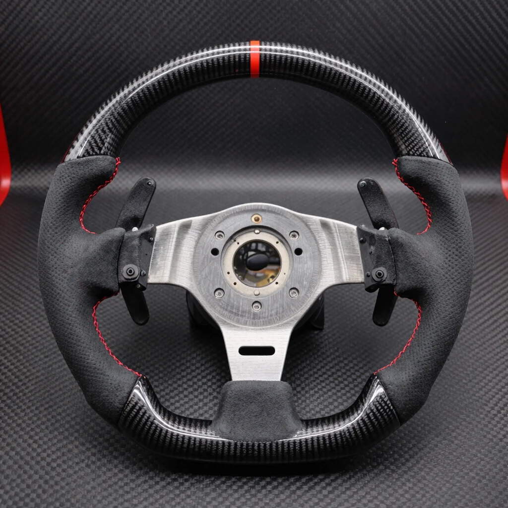 Volante Deportivo de Carbono y Gamuza